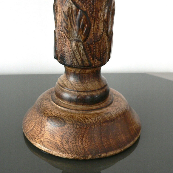Anthropologie Carved Leaf Wood Candle Holder Made in New Zealand - Picture 2 of 6
